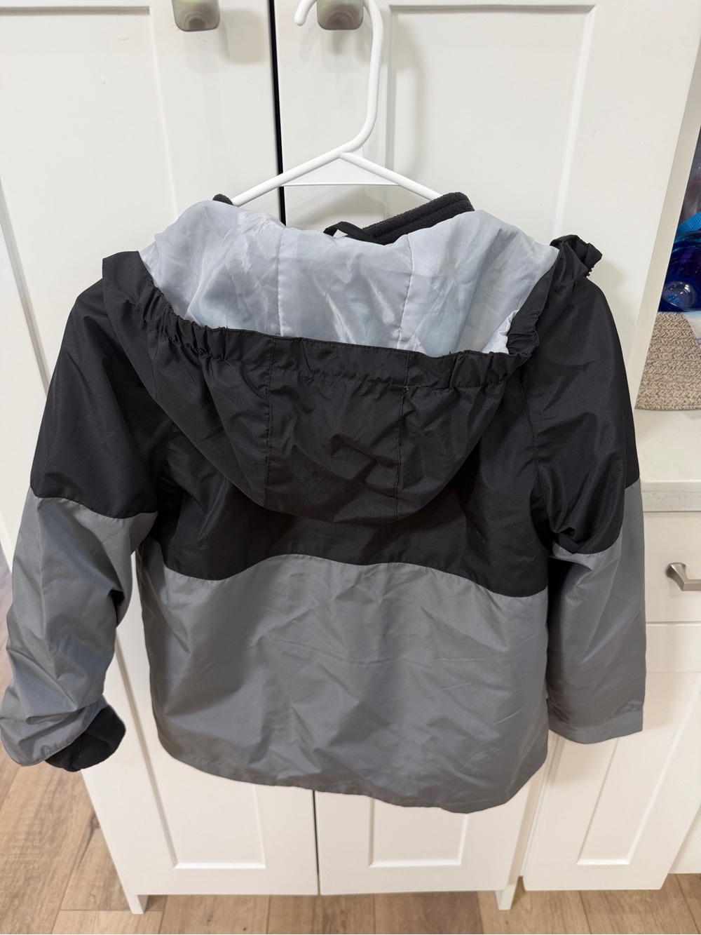 Eddie Bauer Black and Gray Kids' Hooded Rain Jacket - Picture 6 of 6